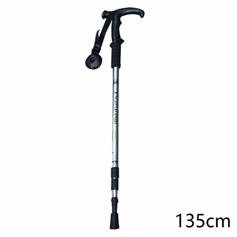 Telescopic Hiking Camping Climbing Walking Stick Trekking Pole Cane Elderly Red