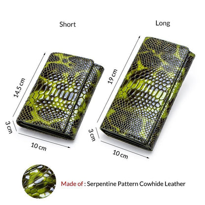 Coin Purse Genuine Leather Long Wallet Serpentine Design Phone Clutch Money Bags
