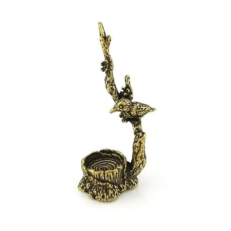 Mini Figurine Incense Burner Antique Copper Magpie Tree Branch Desktop Ornaments