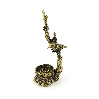 Mini Figurine Incense Burner Antique Copper Magpie Tree Branch Desktop Ornaments