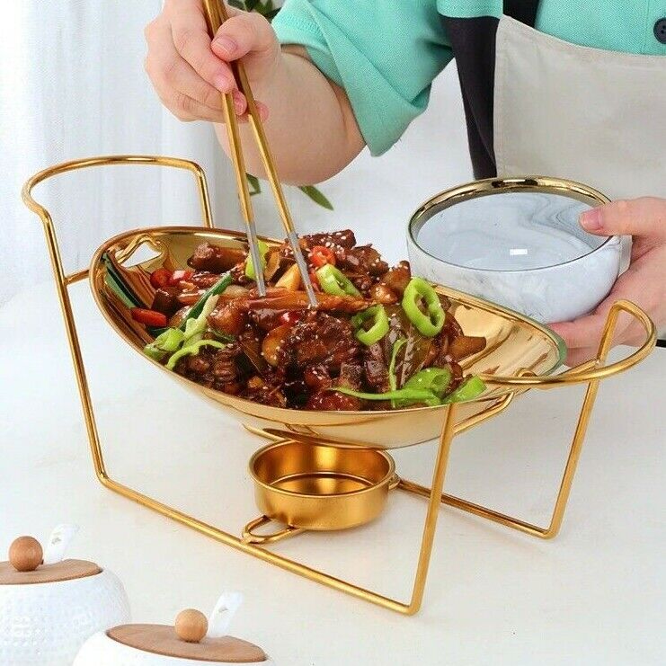 Kitchen Alcohol Stove 38.5x10.5x14.5cm Stainless Steel Chafing Dish Fuel Boilers