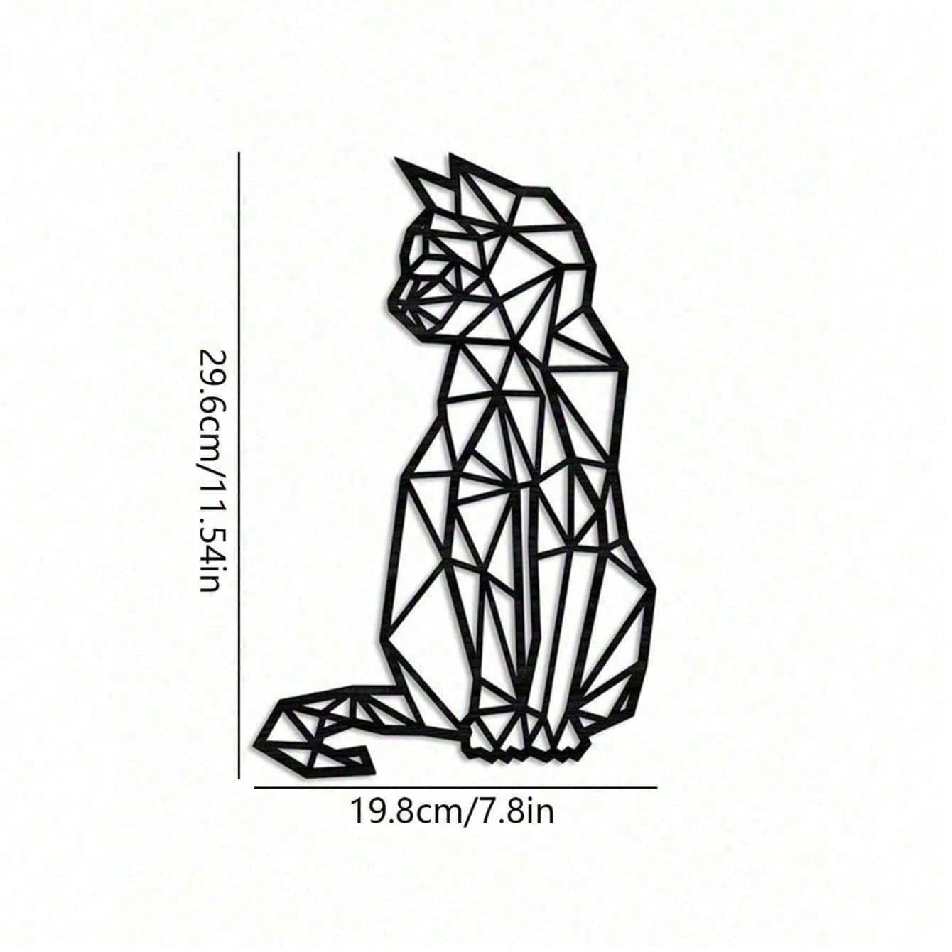 CIFbuy Vintage 3D Iron Cat Wall Art Geometric Metal Sculpture Farmhouse Gift