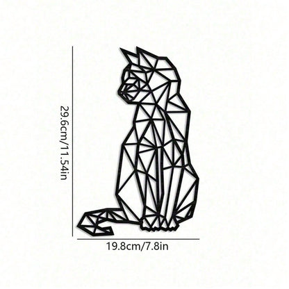 CIFbuy Vintage 3D Iron Cat Wall Art Geometric Metal Sculpture Farmhouse Gift