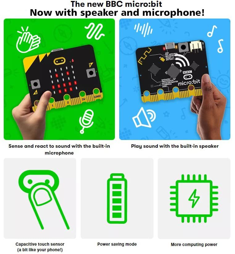 BBC Micro:bit V2 Board w\ MicroUSB Cable- 2 Programmable Buttons