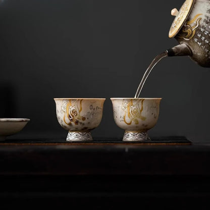 40ml Ceramic Dunhuang Apsaras Cup Traditional Tea Bowl Tea-tasting Cup Teaware