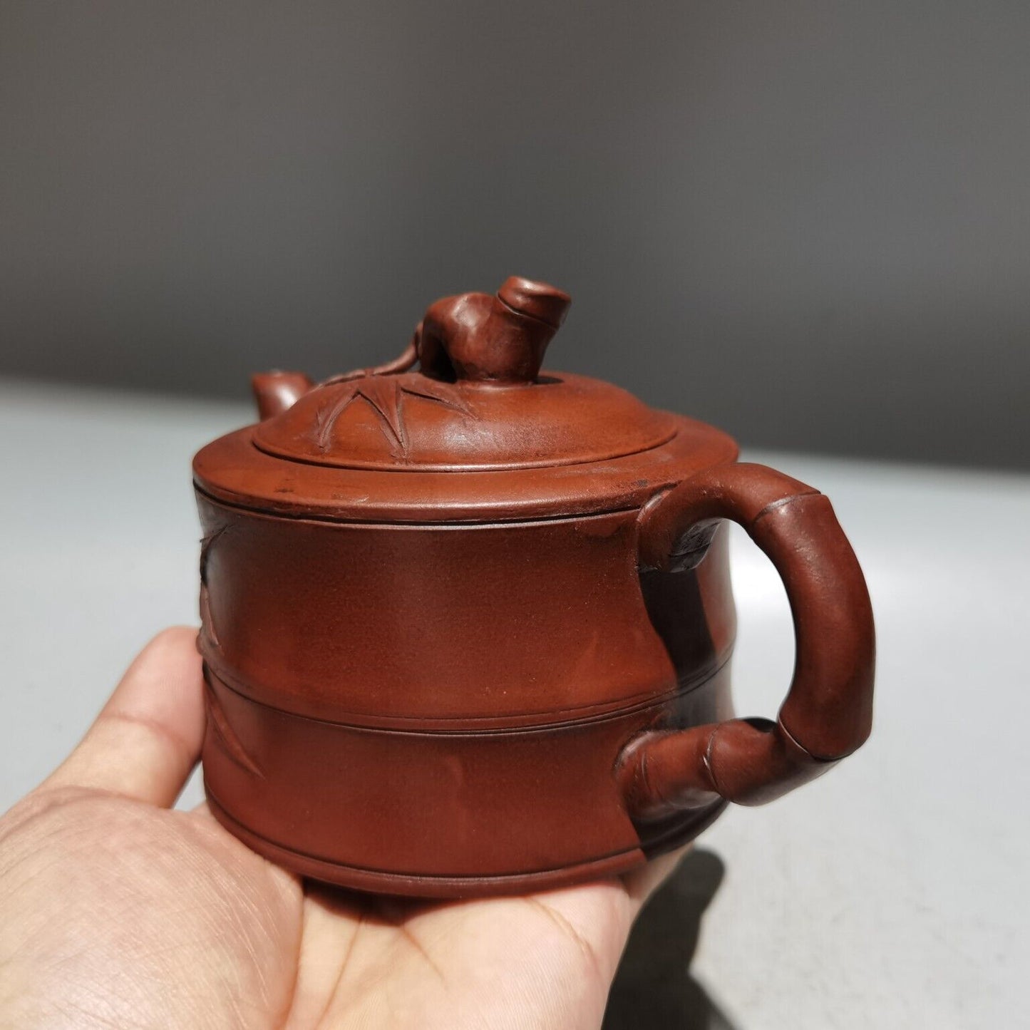 Chinese Yixing Zisha Clay Handmade Exquisite bamboo shape Teapot 品名：竹段壶 低款：徐汉棠