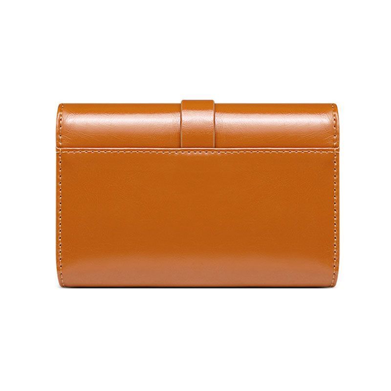 Genuine Leather Wallets Short Clutch Purse 3 Fold Card Coin Bag RFID 9*3*14 CM