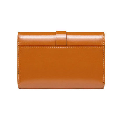 Genuine Leather Wallets Short Clutch Purse 3 Fold Card Coin Bag RFID 9*3*14 CM
