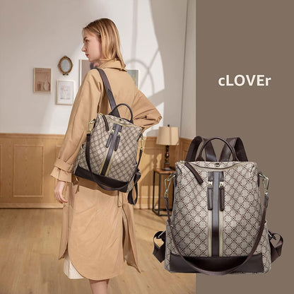 Refutuna Backpack Purse for Women - Fashion Brown PU Leather Designer Handbags -