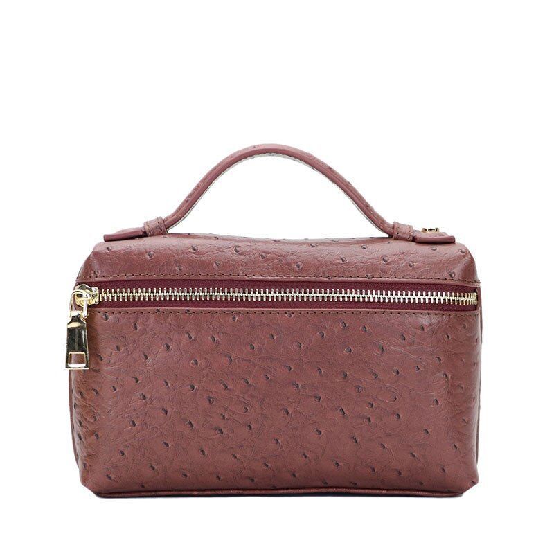 Handbag Ostrich Leather Portable Bag Small Square Clutch Bags Purse 19*12*6 CM