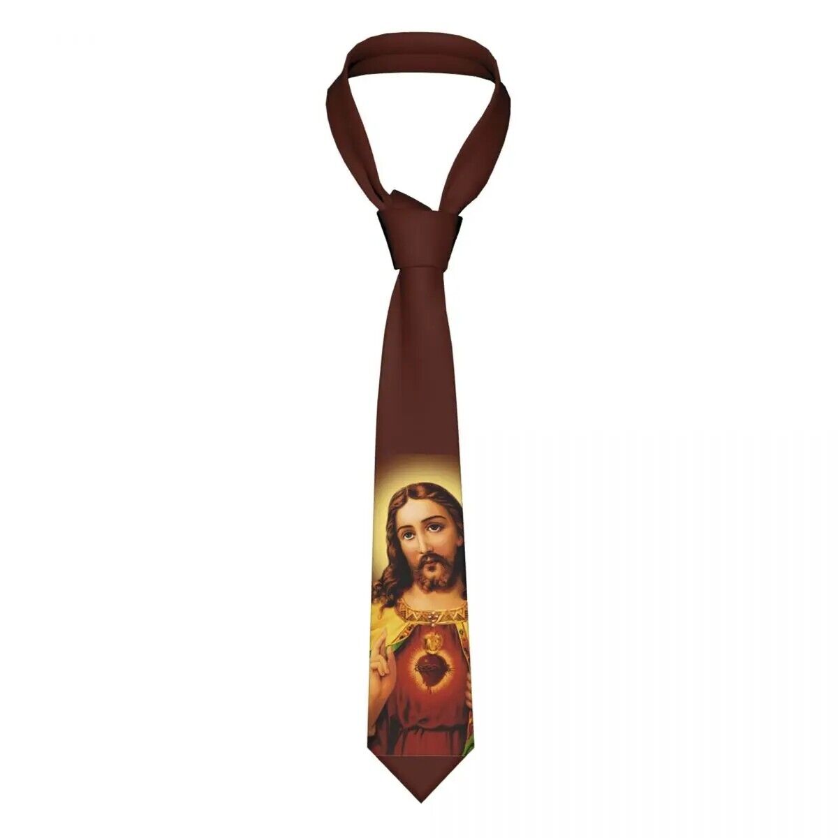Men Neck Ties Polyester 8cm Skinny Jesus Christ Sacred Heart Fashion Accessories