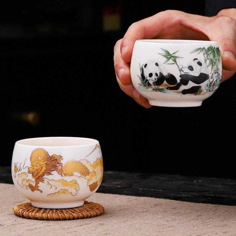 Porcelain Tea Cup Fat Mutton Jade Ceramic Master Cup 100ml / 130ml Personal Cups