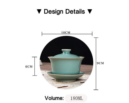 Longquan Celadon Teabowl,jade Green Porcelain Teabowl 4 Optional Colors 龙泉弟窑青瓷茶碗