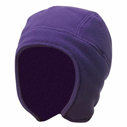 Men Women Warm Fleece Beanie Earflap Solid Color Adjustable Winter Hat Skull Cap