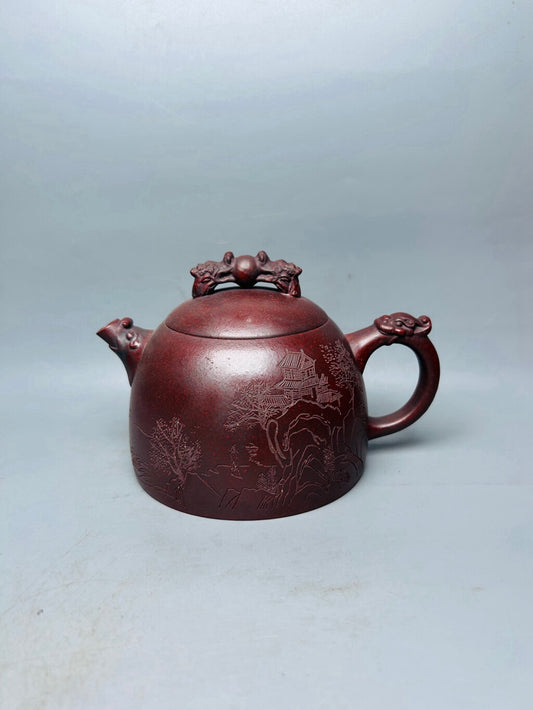 Chinese Yixing Zisha Clay Handmade Exquisite Dragon Teapot 二龙戏珠