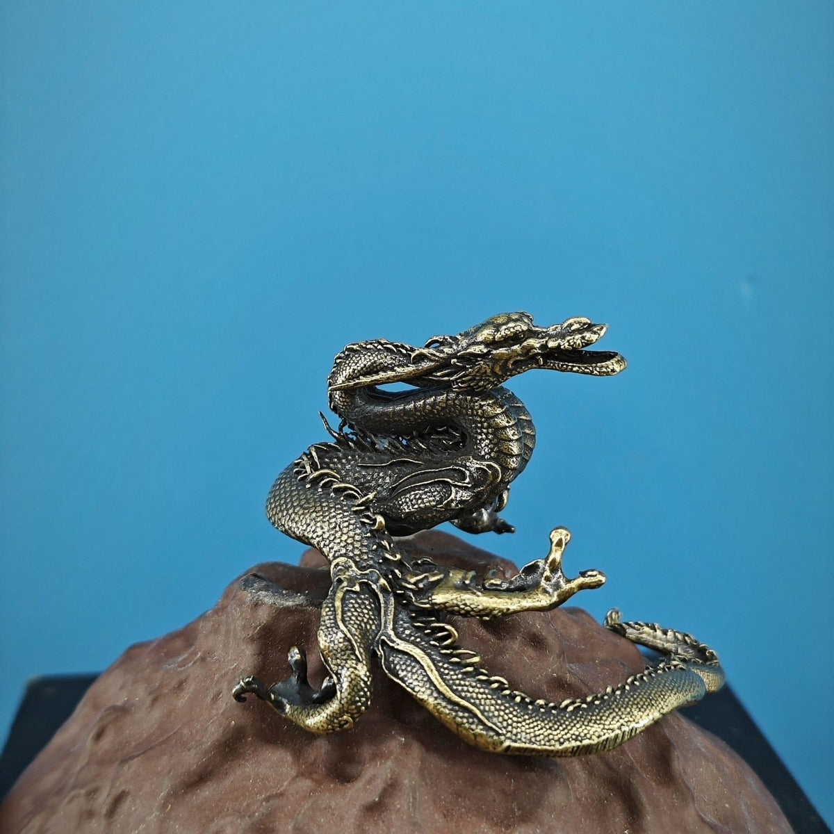 Brass Dragon Statue Mini Landscape Bonsai Fish Tank Rockery Decor Ornament