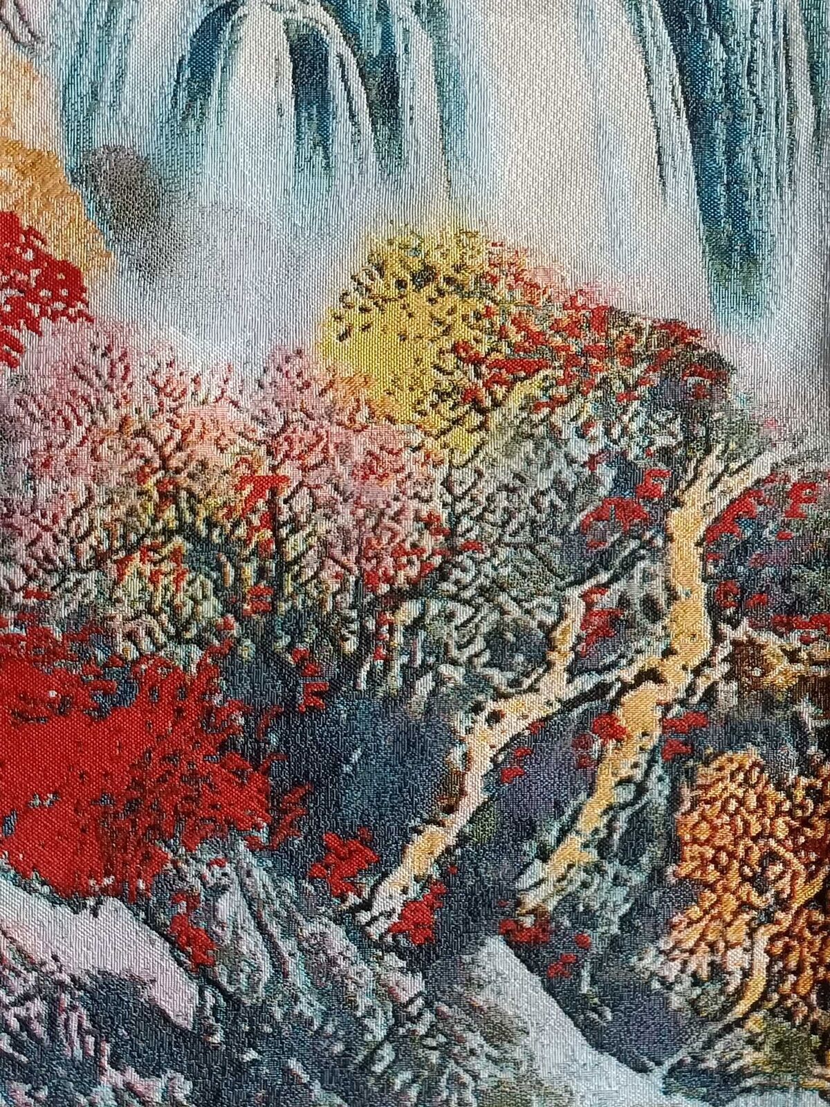 63" China Cloth Silk Mountain water Mural Wall Hanging Tapestry Meditation 12