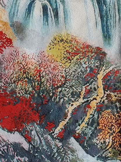 63" China Cloth Silk Mountain water Mural Wall Hanging Tapestry Meditation 12