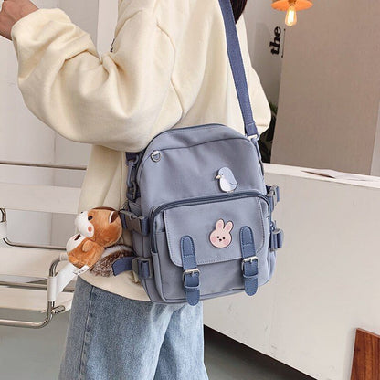 Mini Backpack Shoulder Bag Multi-Function Small Fashion School Nylon 12 Inches