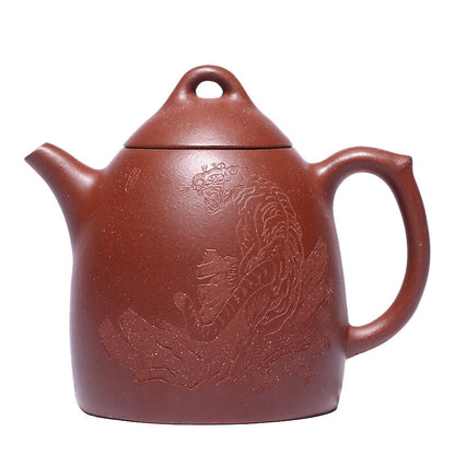 China Yixing Zisha Pottery Jiangpo Clay Handmade 250cc Tiger Teapot 虎啸汉瓦