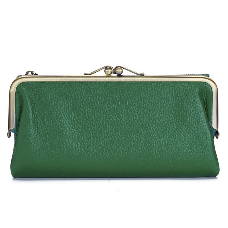 Classic Wallet Long Clutch Genuine Leather Wallet Large Coin Bag Vintage Buckle