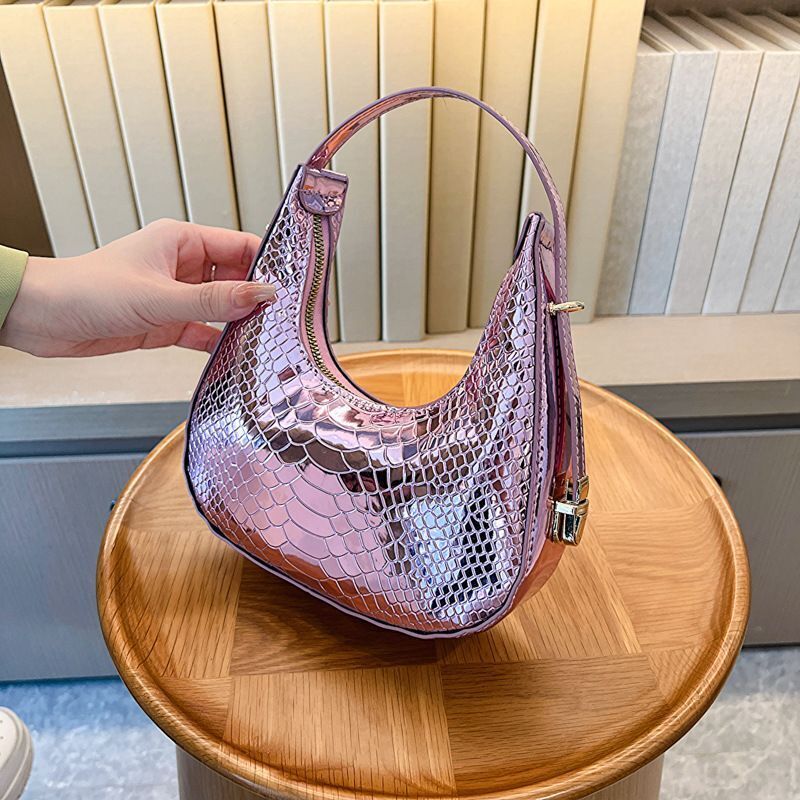 Versatile Bags Luxury Stone Design Handbag Shoulder Underarm Half Moon Purse 1PC