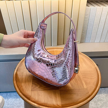 Versatile Bags Luxury Stone Design Handbag Shoulder Underarm Half Moon Purse 1PC