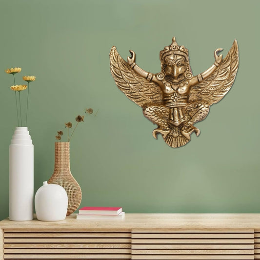 Brass Garuda Idol Statue Lord Vishnu's Vehicle Wall Hanging God Figurine Statue
