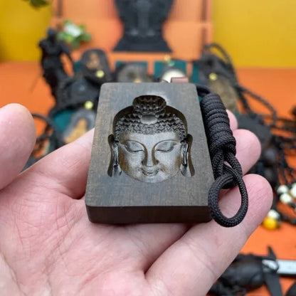 Woman Fashion Jewelry Accessories Natural Wood Buddha Pendant Sweater Necklace