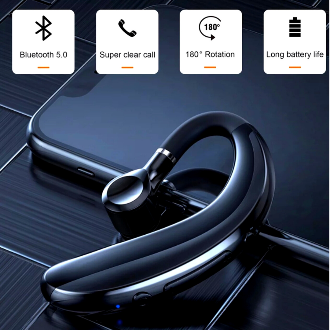 Bluetooth 5.0 Earpiece Wireless Headset Noise Cancelling Earbuds Driving Trucker