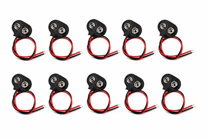 9v Battery Snap T-Type with Wire Leads - 10 Pack