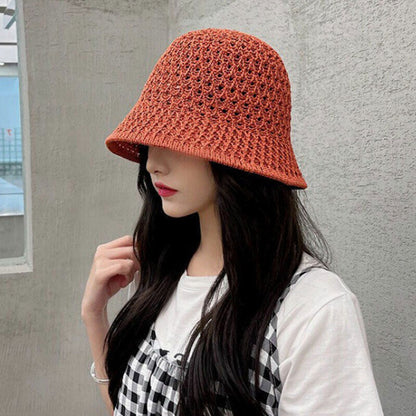Women Ladies Summer Sun Beach Straw Hat Floppy Wide Brim Foldable Cap Bucket Hat