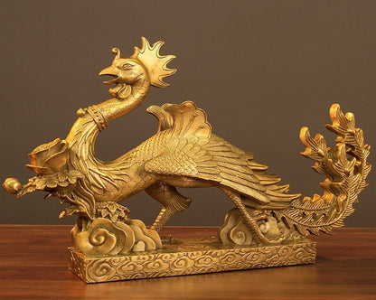 Chinese Feng Shui Brass Phoenix StatueSculpture Mascot Home Decor
