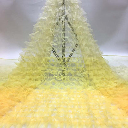 Ruffle Mesh Tulle Fabric DIY Lace Bridal Dress Gown Sewing Crafts Gradient Color