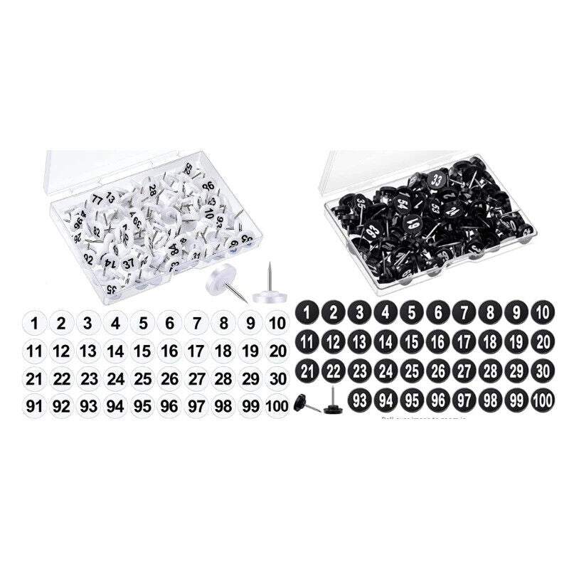 Bulletin Boards Push Pins 100Pcs Round Numbered Thumb Tacks Office School Supply