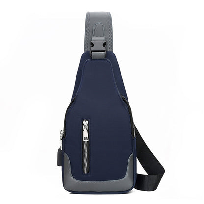 Men Durable Sling Bag USB Charging Port Chest Bags Outdoor Oxford Multipurpose
