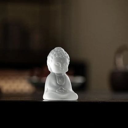 8.5cm Glass Rulai Buddha Tea Pet Ornament Statue Kung Fu Tea Tray Accessories