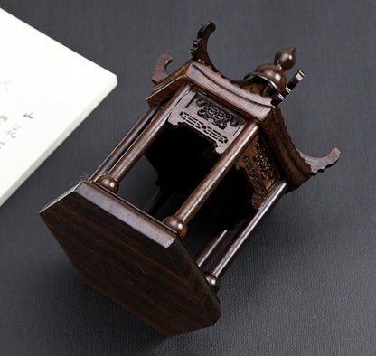 Natural Wood Carved Pavilion Chinese Style Wooden Landscape Buildings Zen Decor