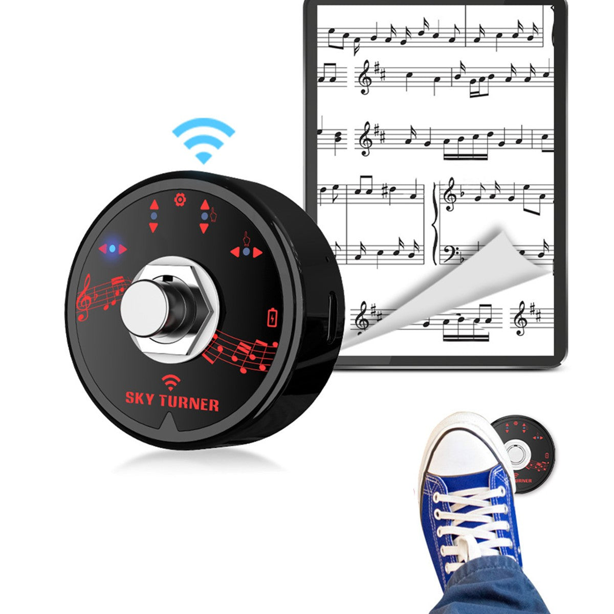 Bluetooth Reading Page Turning Pedal Rechargeable Foot Switch For Music Sheet