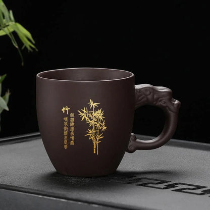 Yixing Purple Clay Teacup with Hand Grip Home Water Cup Handmade Master Tea Cup