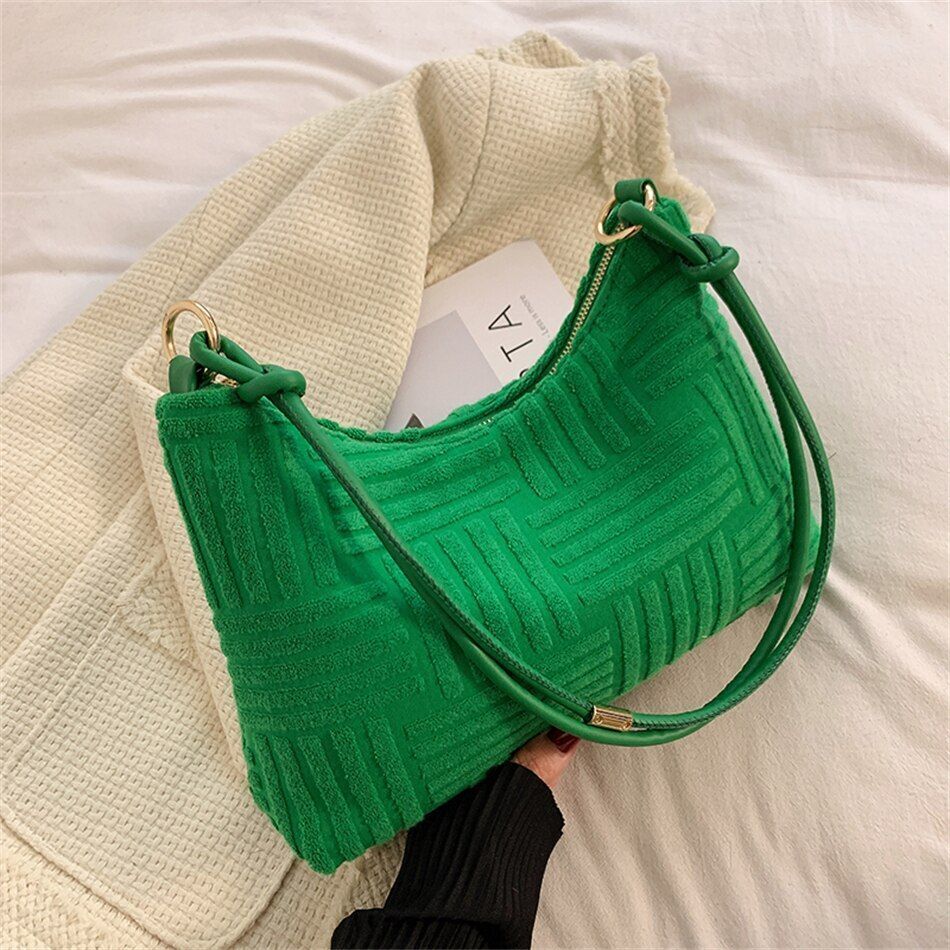Famous Half Moon Shoulder Messenger Bag Soft Cotton Underarm Clutch Handbag Tote