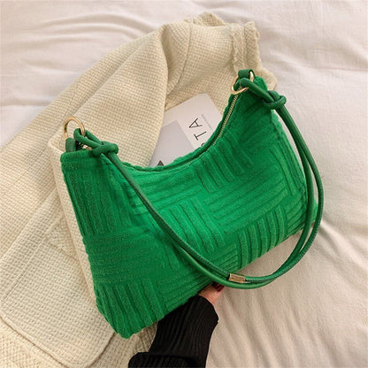 Famous Half Moon Shoulder Messenger Bag Soft Cotton Underarm Clutch Handbag Tote