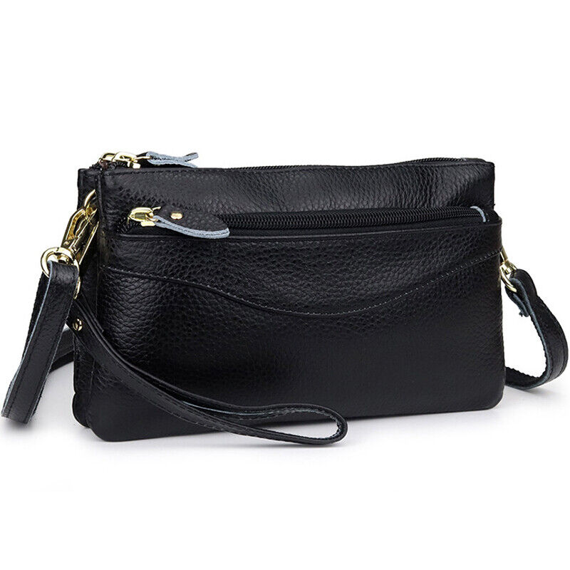 Cow Leather Women's mini Crossbody Shoulder Bag Zipper Clutch Wallets Phone Case