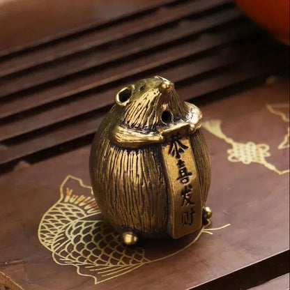 Small Crafts Hollow Brass Lucky Mouse Statue Home Decoration Ornament