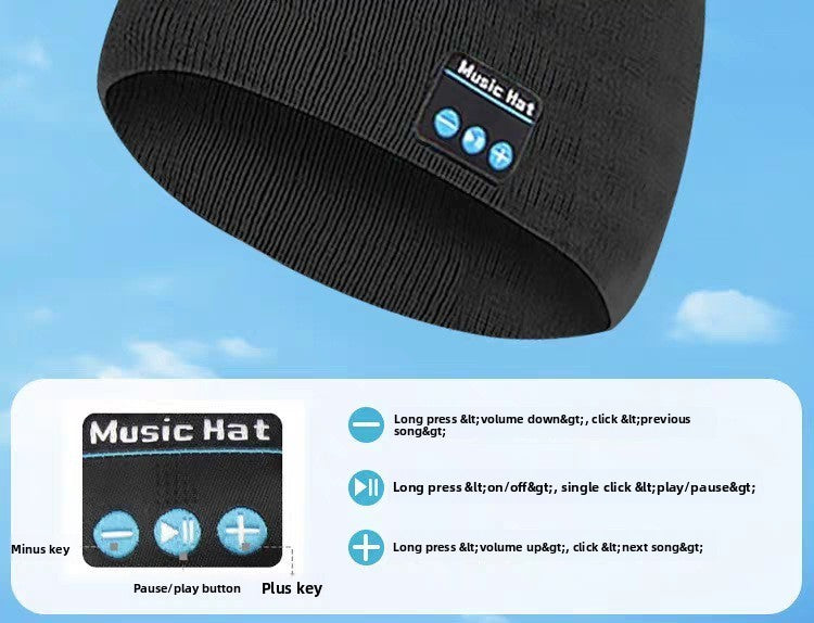 Winter Warm Wireless Bluetooth Beanie Hat Cap Headset Headphone Speaker With Mic