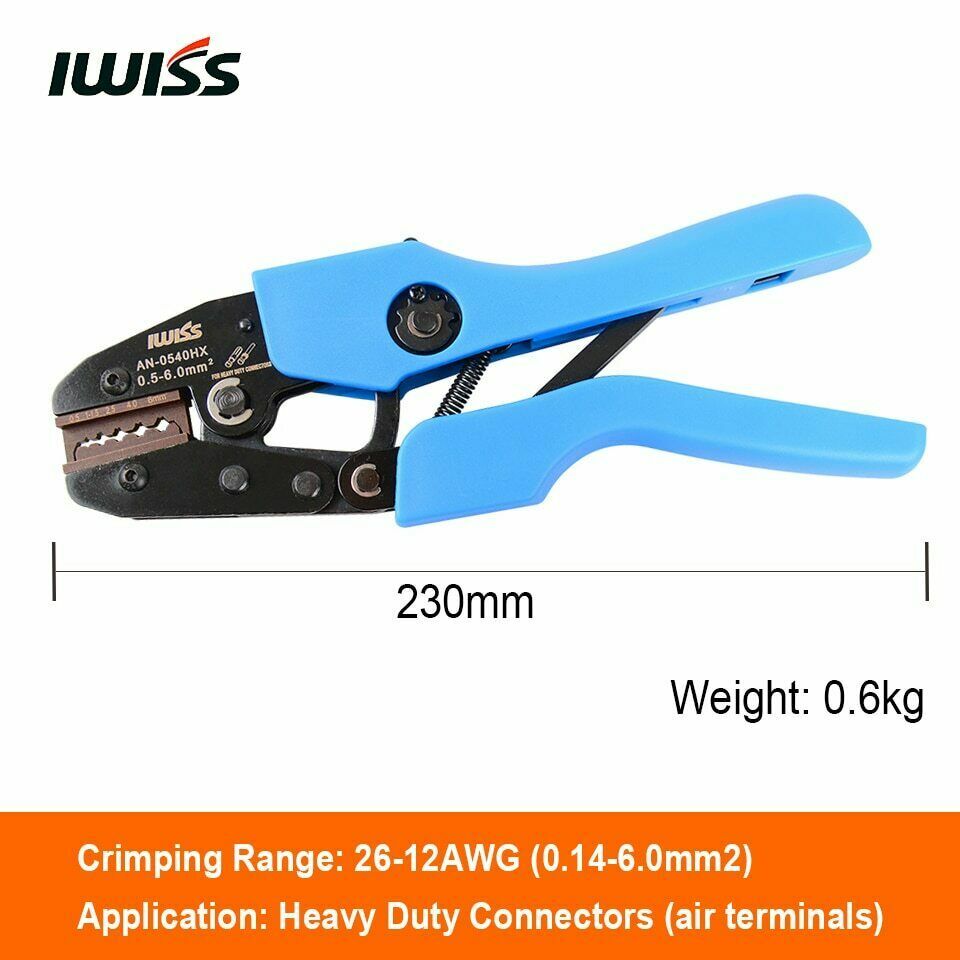 IWISS Hand Crimping Tools AN-0540HX Crimper Pliers for Crimping 26-12AWG