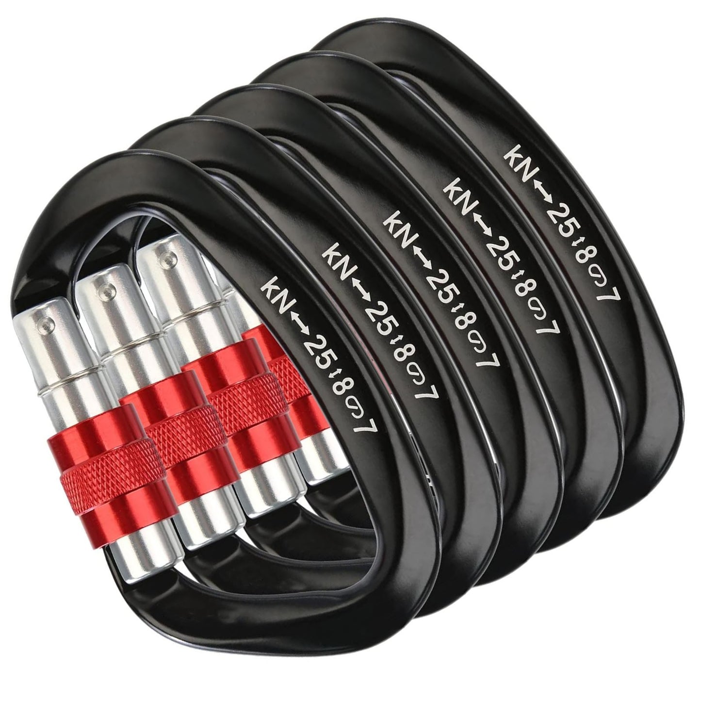 5Pcs Black 25KN Aluminum Carabiner Screw Locking Hook For Climbing Caving uq
