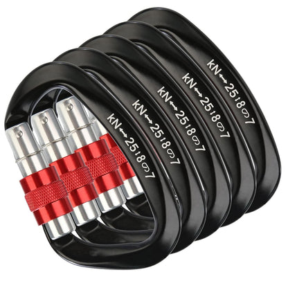 5Pcs Black 25KN Aluminum Carabiner Screw Locking Hook For Climbing Caving uq