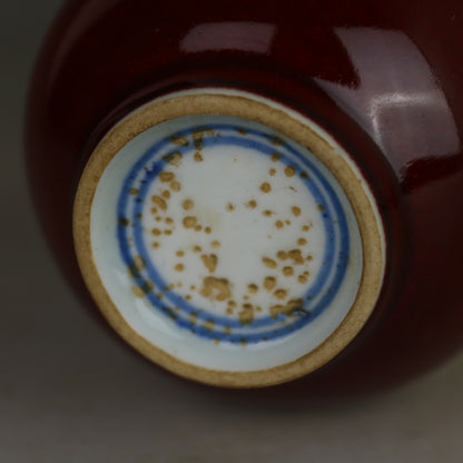 6.9" Chinese Porcelain Ji Red Glaze Dolichoderus Garlic Vase