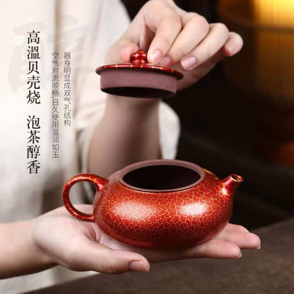 Yixing Zisha Clam Shell Fired Teapot 180ml Handmade Gongfu Tea Pot